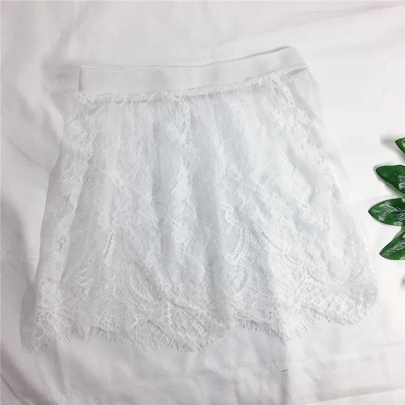 Women's Sexy Transparent Lace Mesh Mini Skirt
