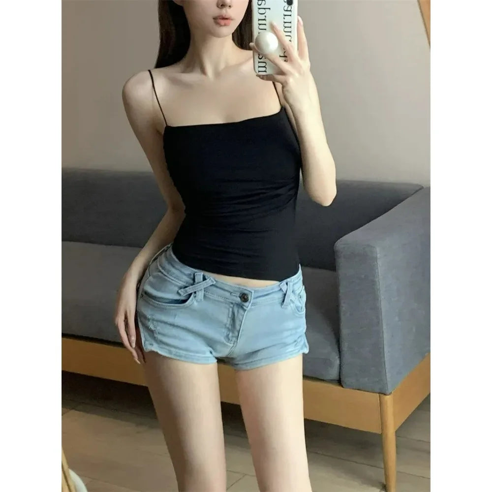 Women's Fitted Camisole Sleeveless Tank Top - Korean Style
