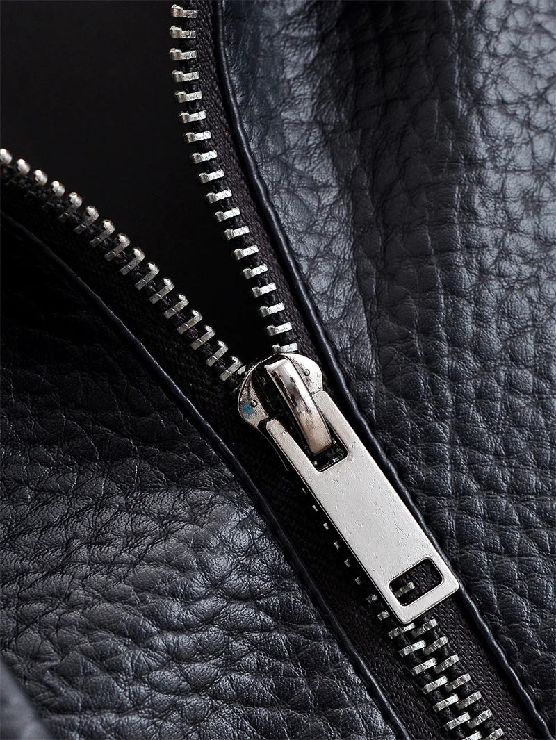 Women's Black Faux Leather Motorcycle Jacket - Fall 2025