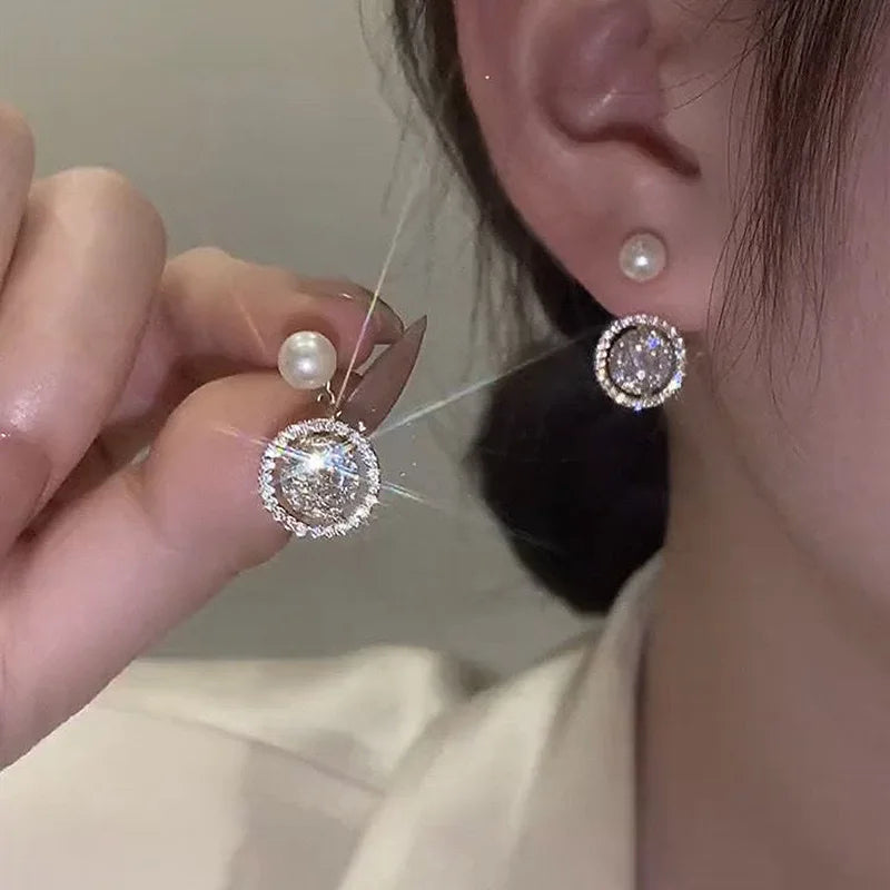 Shiny White Crystal Tassel Earrings for Women Personality Fashion Summer Accessories Party Jewelry Birthday Anniversary Gifts