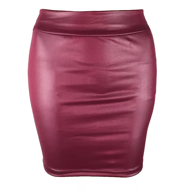 Women's High-Waist Bodycon Mini Skirt – PU Leather