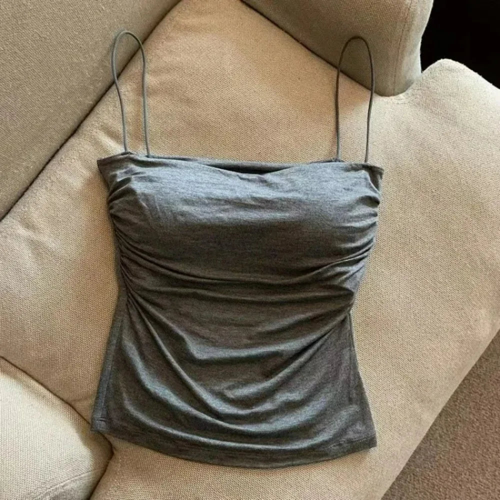 Women's Fitted Camisole Sleeveless Tank Top - Korean Style