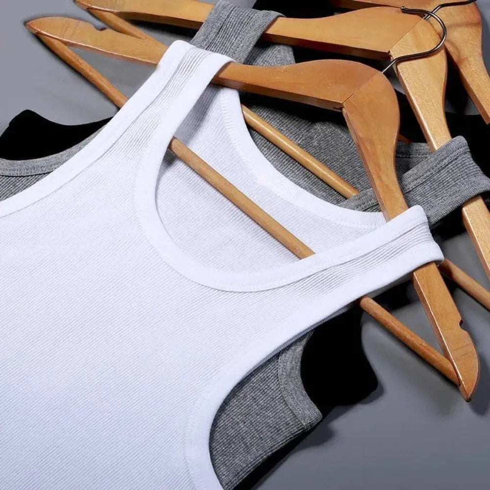2026 NEW Four Seasons Men Pure Vest Youth Fit Sports Fitness Middle-aged Casual Sleeveless Top