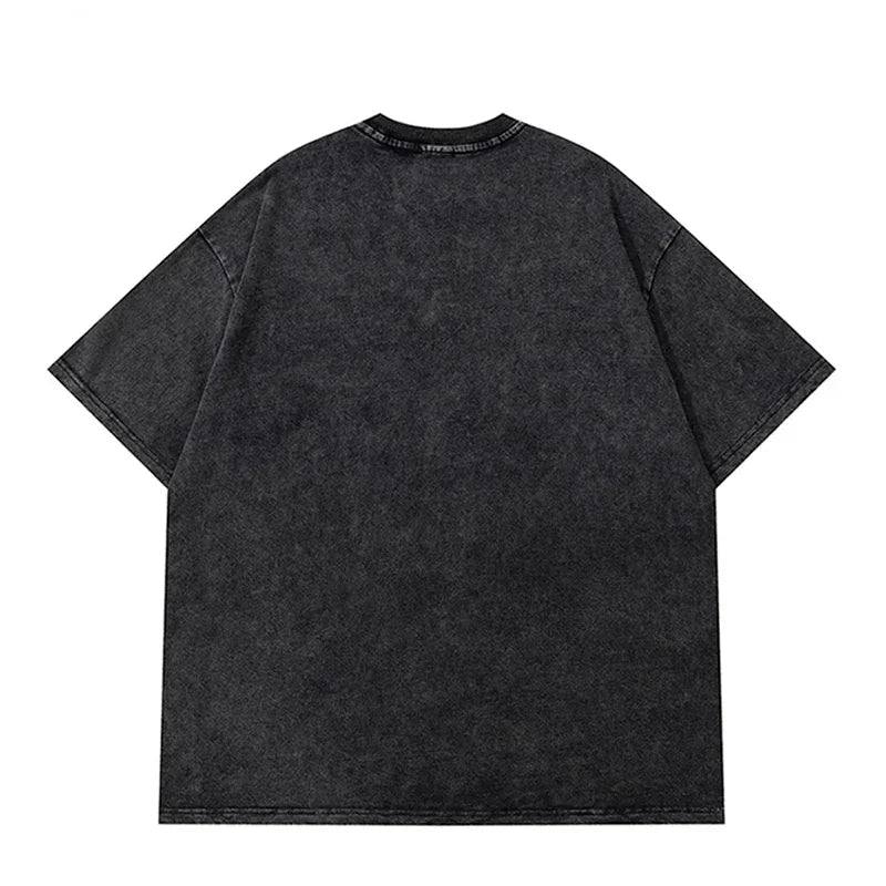 Women's Vintage Acid Wash Harajuku T-Shirt - Street Style