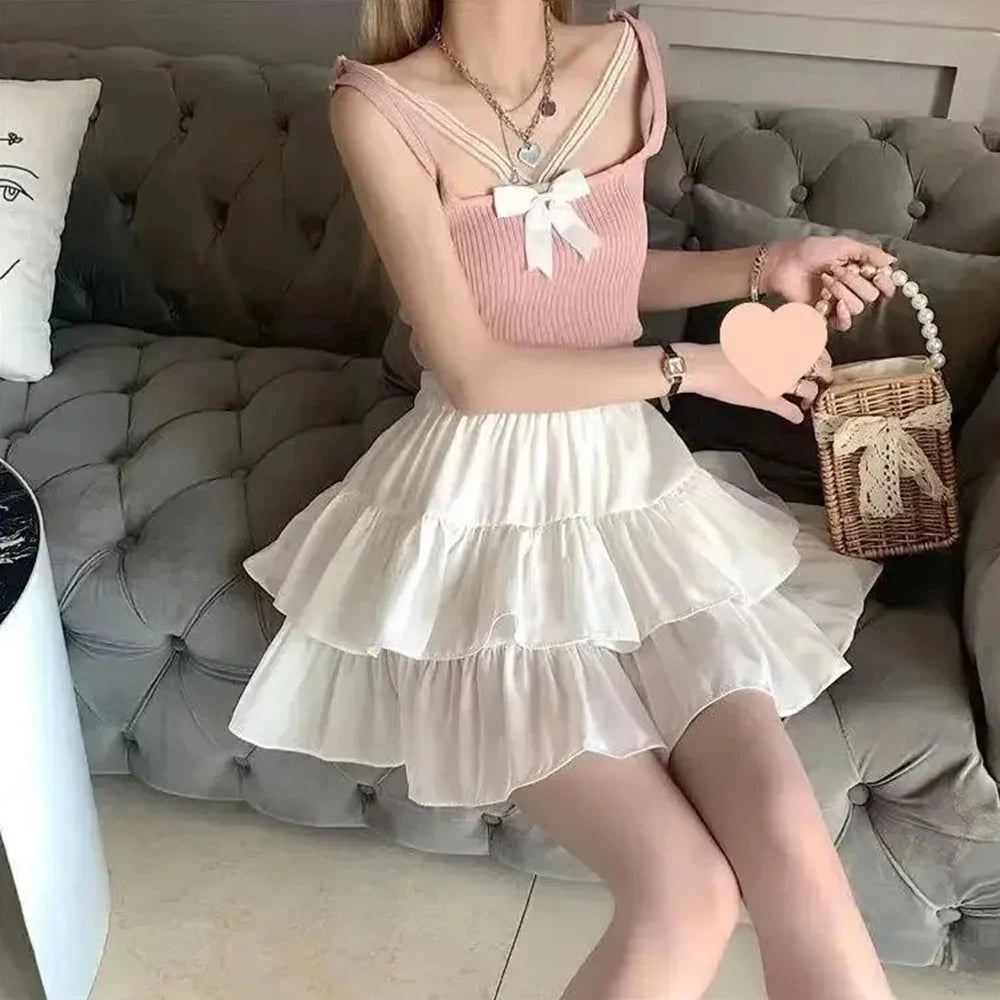 White Ruffled Pleated A-Line Skirt – Sweet Preppy Style