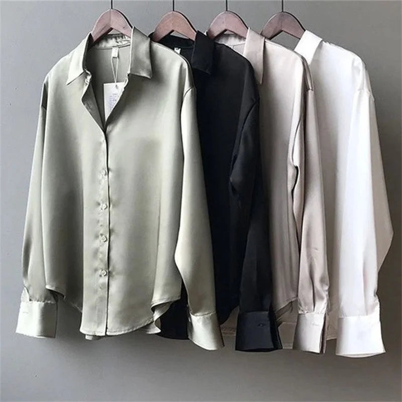 Women's Casual Long Sleeve Turn-Down Collar Blouse