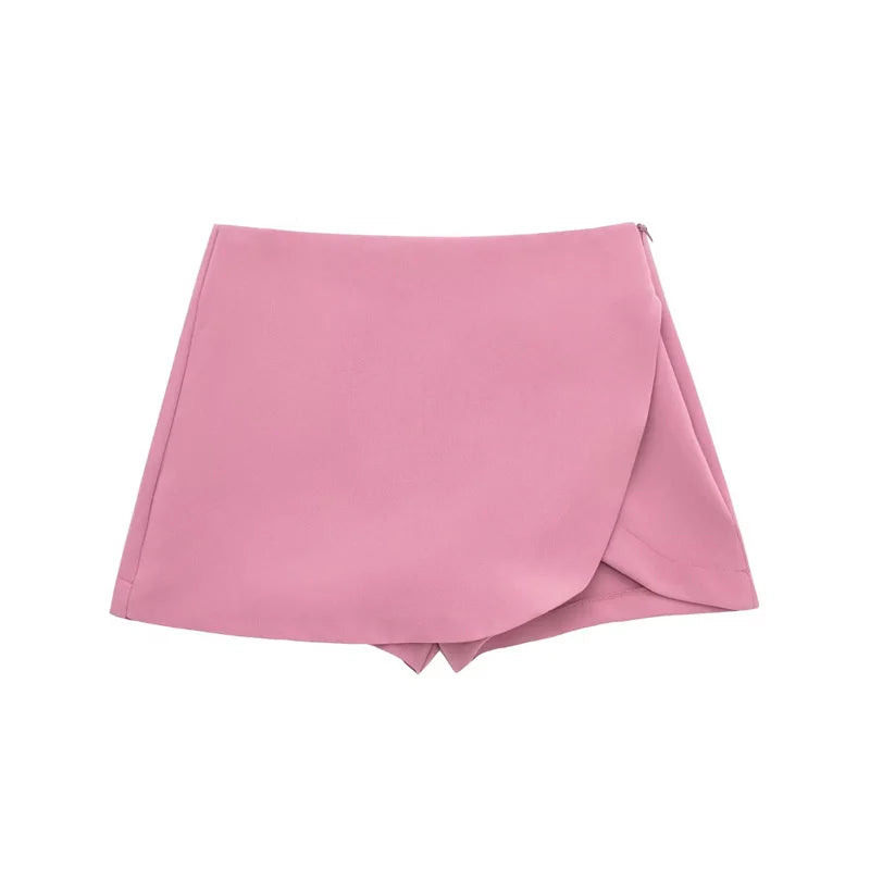 Black Asymmetric Mini Skort – High Waist Summer Shorts