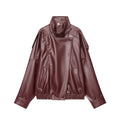 TFMLN Chic Black Faux Leather Jacket for Women