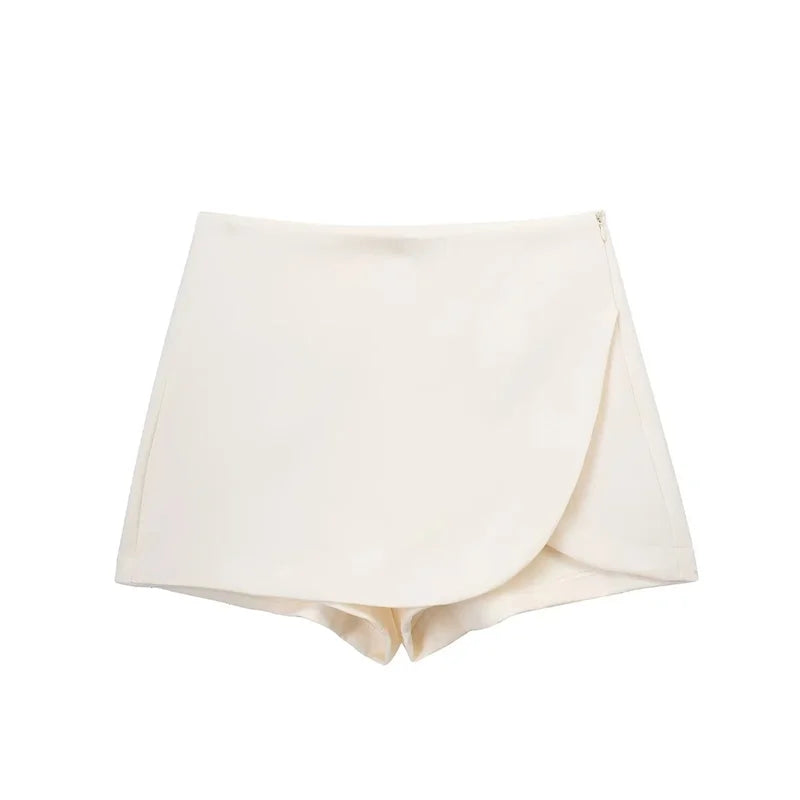 Black Asymmetric Mini Skort – High Waist Summer Shorts