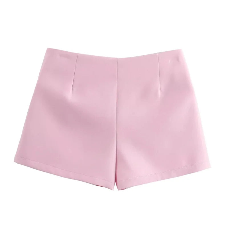 Pink Bow Mini Skirt – Women's High Waist Slit Skort
