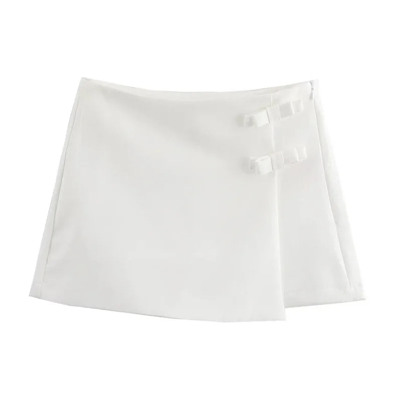 Pink Bow Mini Skirt – Women's High Waist Slit Skort