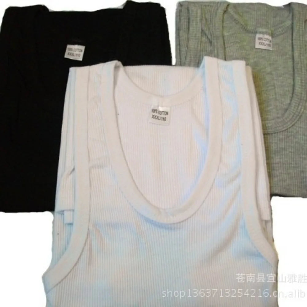 2026 NEW Four Seasons Men Pure Vest Youth Fit Sports Fitness Middle-aged Casual Sleeveless Top