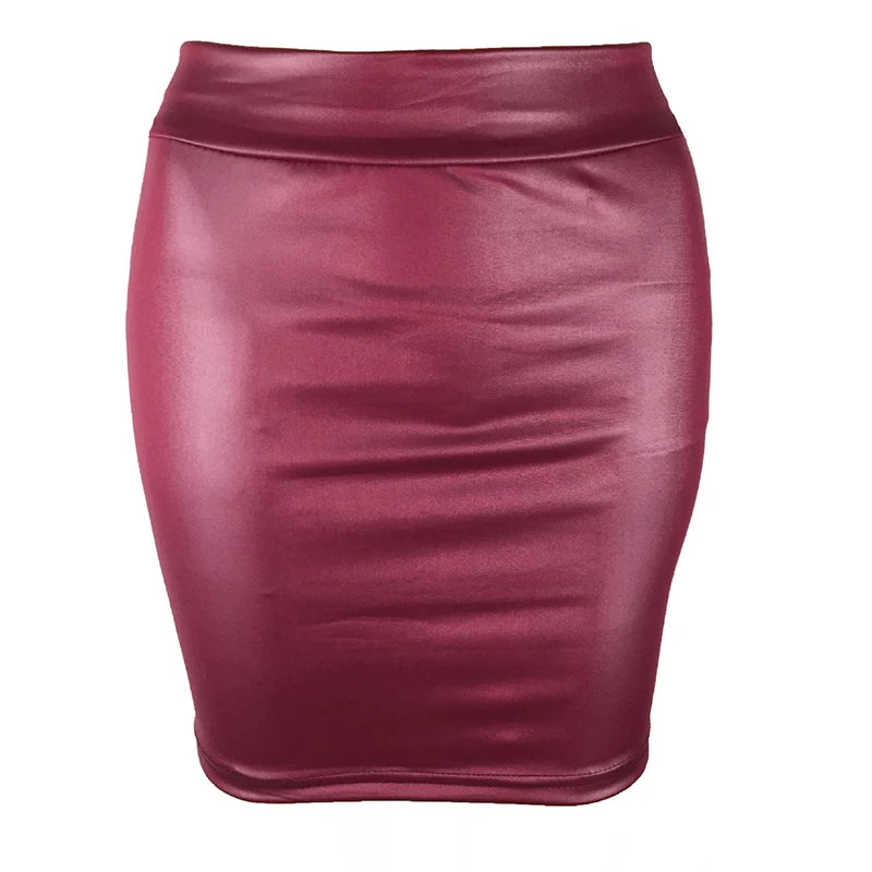 Matte PU Leather Mini Skirt – High Waist Korean Streetwear