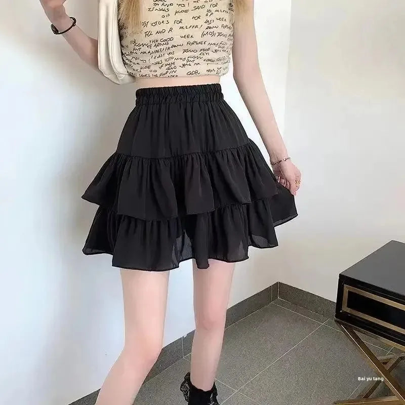 White Ruffled Pleated A-Line Skirt – Sweet Preppy Style