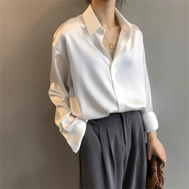 Women's Casual Long Sleeve Turn-Down Collar Blouse