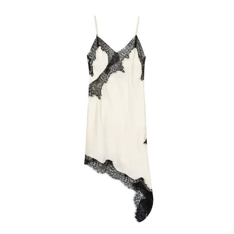 Satin Lace Backless Mini Dress for Women - Summer Party