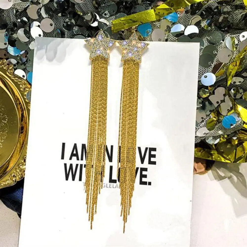 Shiny White Crystal Tassel Earrings for Women Personality Fashion Summer Accessories Party Jewelry Birthday Anniversary Gifts
