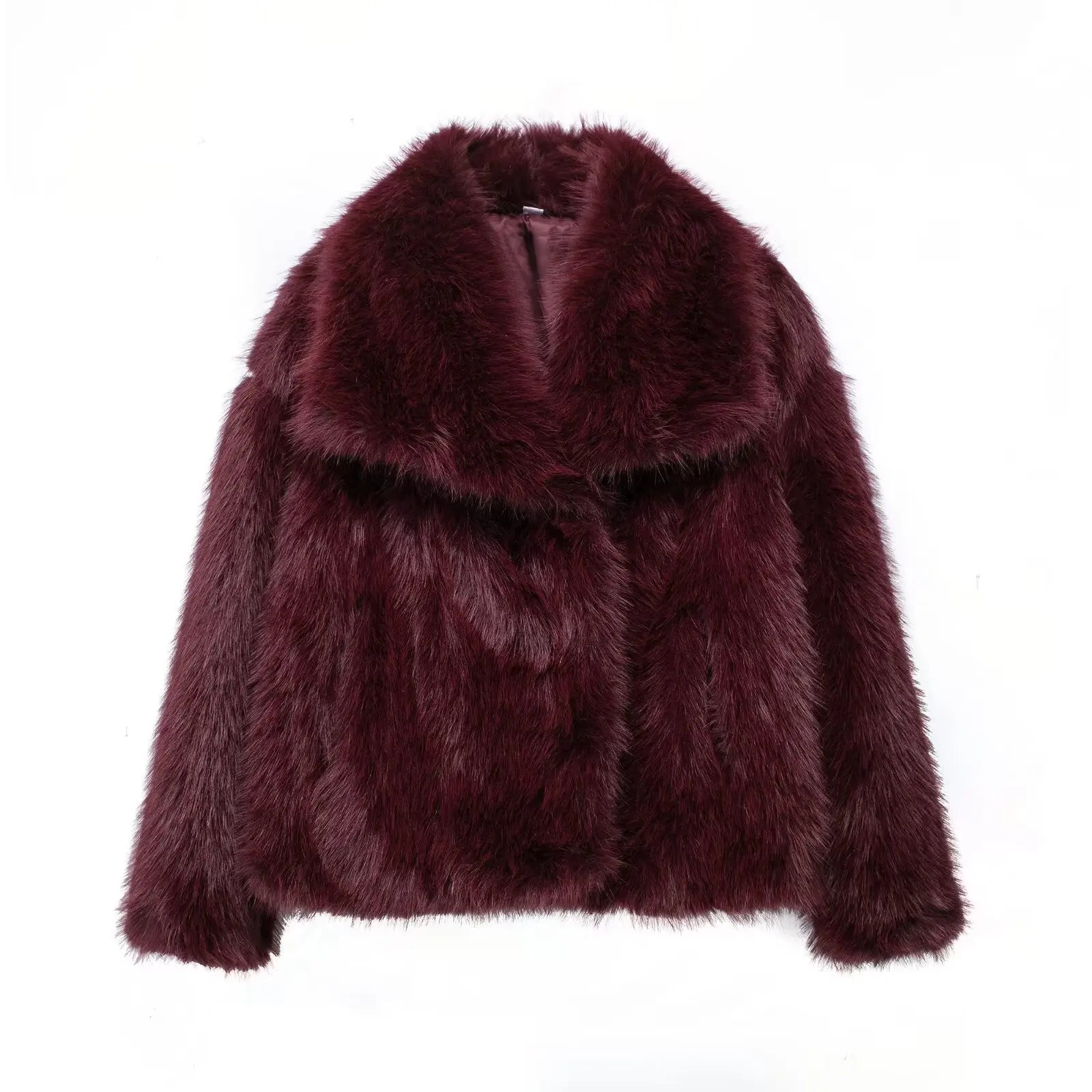 Women's Chic Cropped Faux Fur Jacket with Snap Buttons