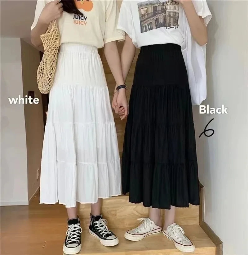 Women's High Waist Loose Pleated A-Line Skirt