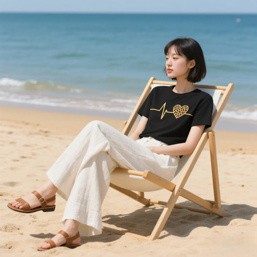 Women's Leopard Print Short Sleeve T-Shirt - Summer