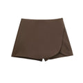 Black Asymmetric Mini Skort – High Waist Summer Shorts