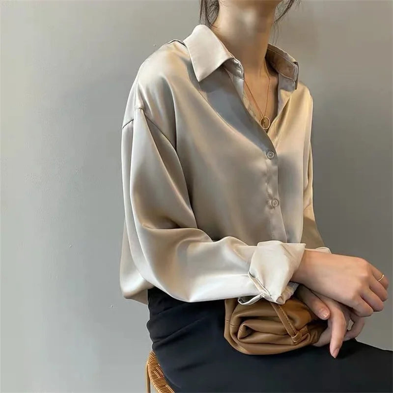 Women's Casual Long Sleeve Turn-Down Collar Blouse