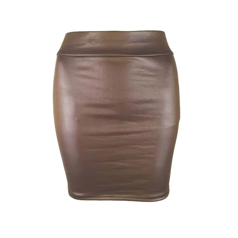 Matte PU Leather Mini Skirt – High Waist Korean Streetwear