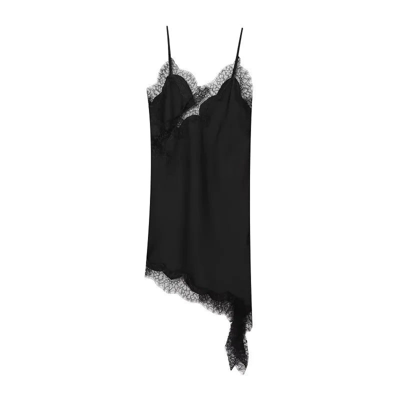 Satin Lace Backless Mini Dress for Women - Summer Party