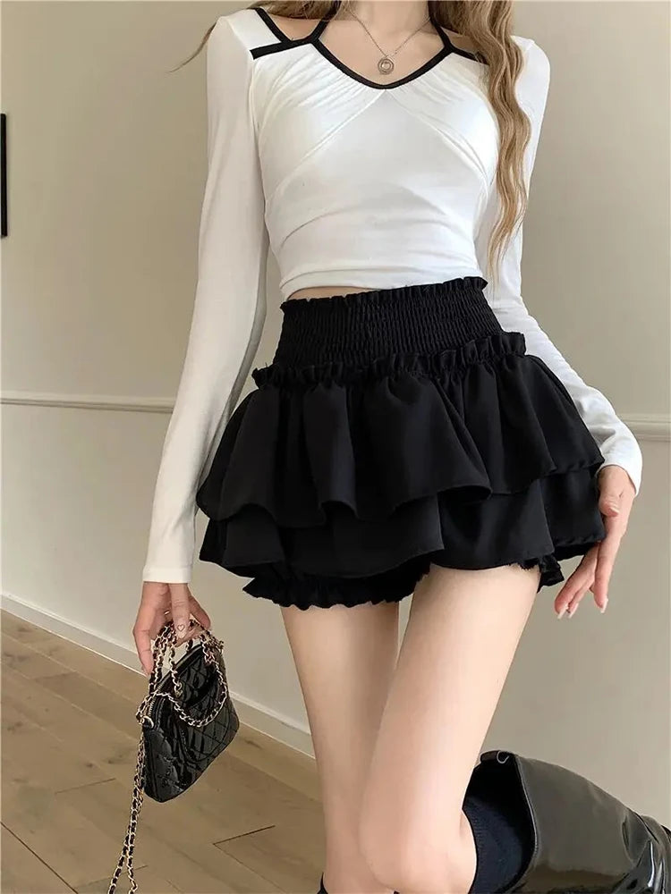 Balletcore Ruffle Mini Skirt – Y2K Korean Sweet Style