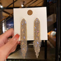 Shiny White Crystal Tassel Earrings for Women Personality Fashion Summer Accessories Party Jewelry Birthday Anniversary Gifts