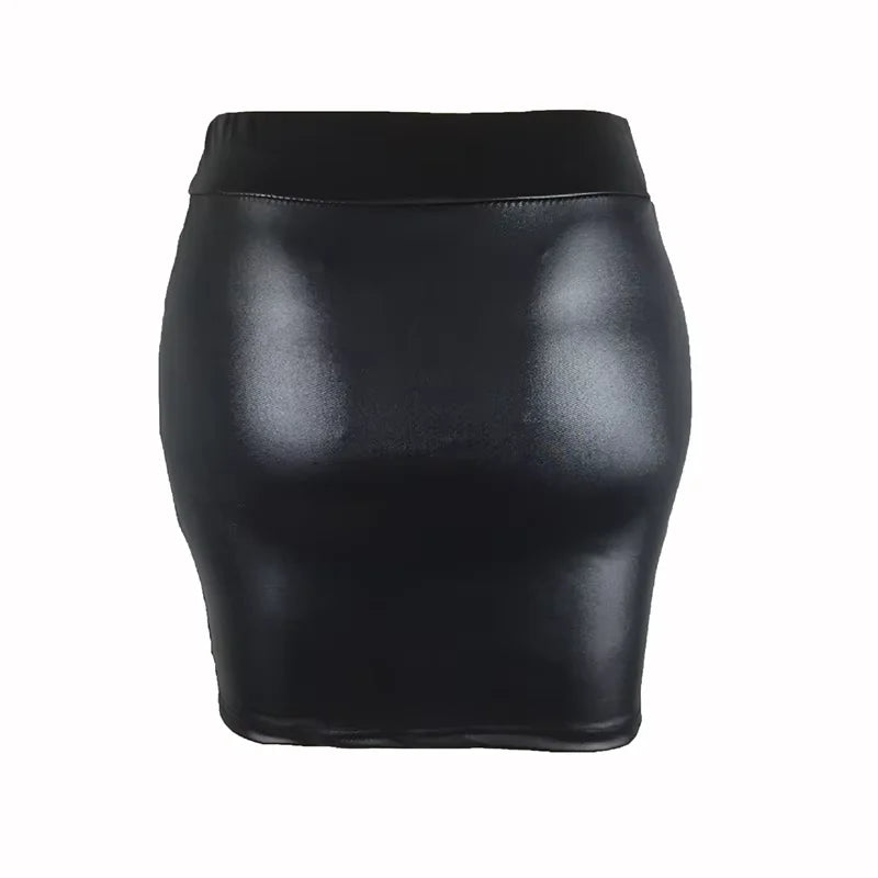 Women's High-Waist Bodycon Mini Skirt – PU Leather