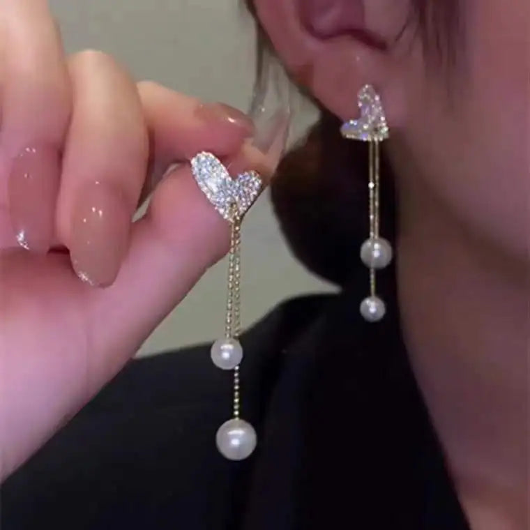 Shiny White Crystal Tassel Earrings for Women Personality Fashion Summer Accessories Party Jewelry Birthday Anniversary Gifts