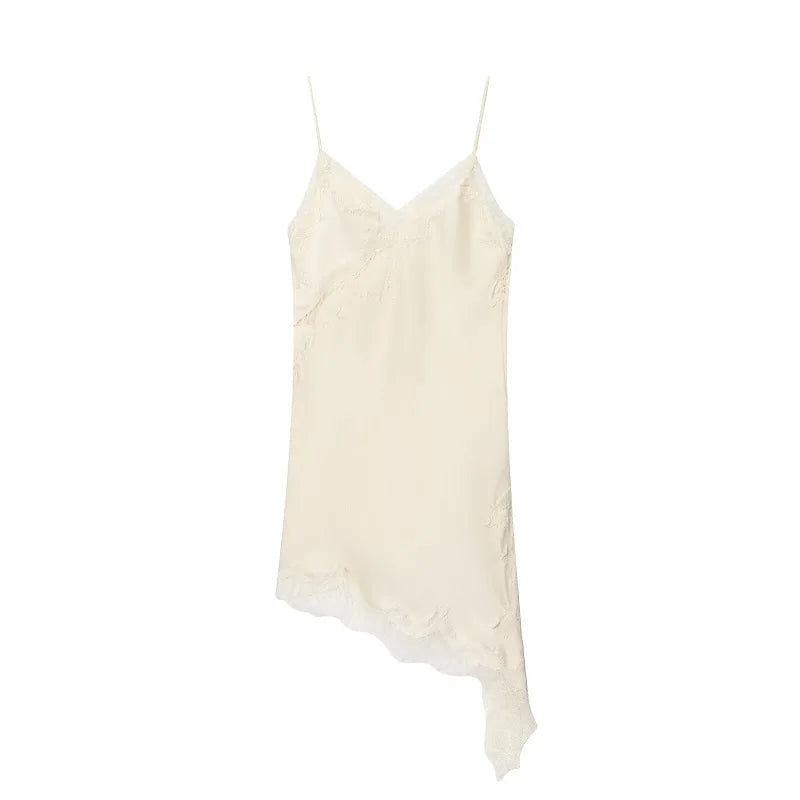 Satin Lace Backless Mini Dress for Women - Summer Party