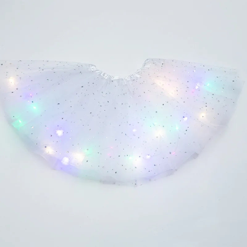 LED Glowing Tulle Star Mini Skirt – Party Ballet Costume