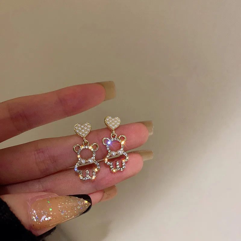 Shiny White Crystal Tassel Earrings for Women Personality Fashion Summer Accessories Party Jewelry Birthday Anniversary Gifts
